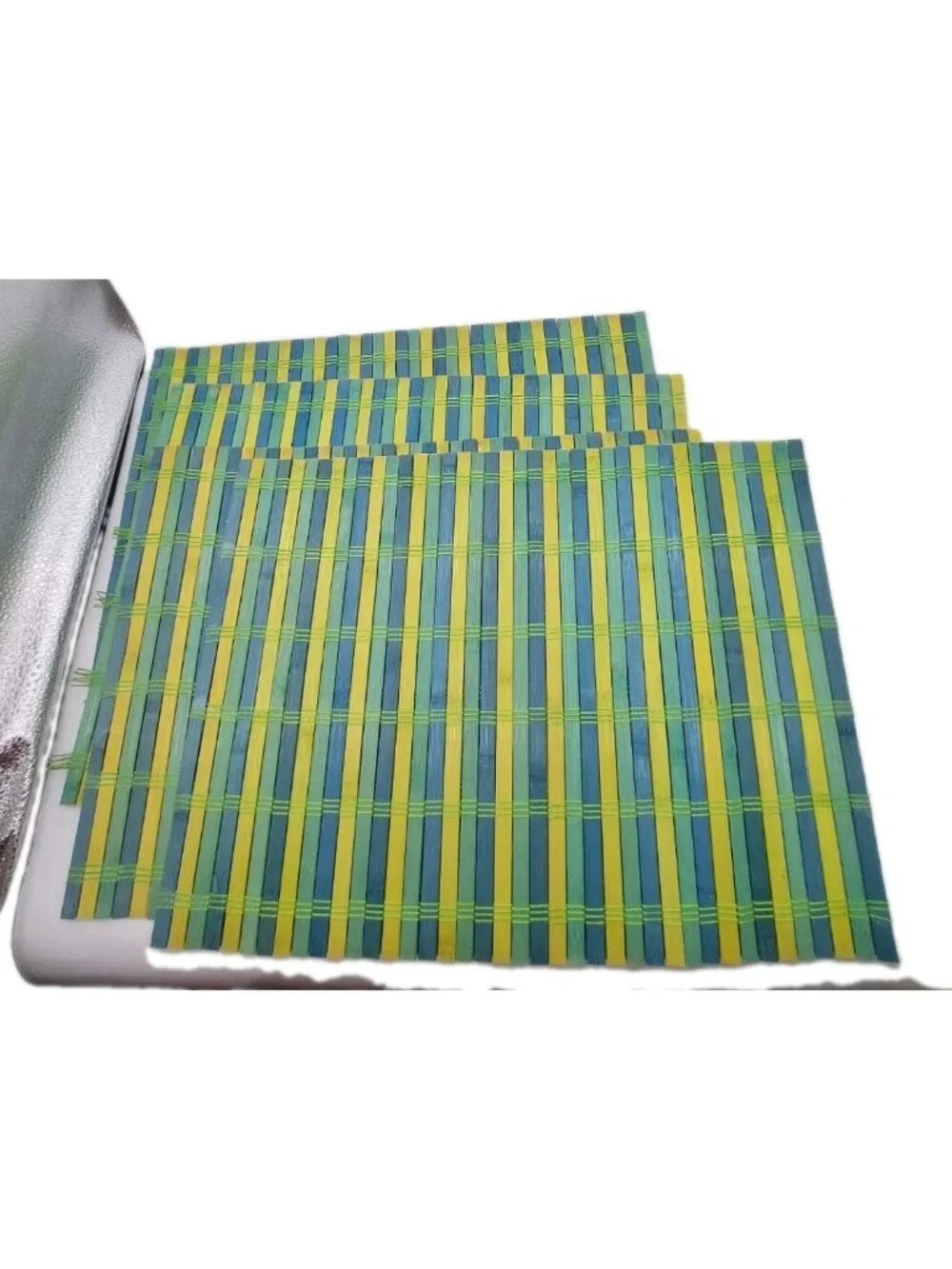 Bamboo Placemats Green Yellow Blue Set Of 4
